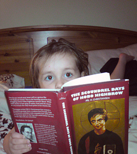 Little Morgan with the book